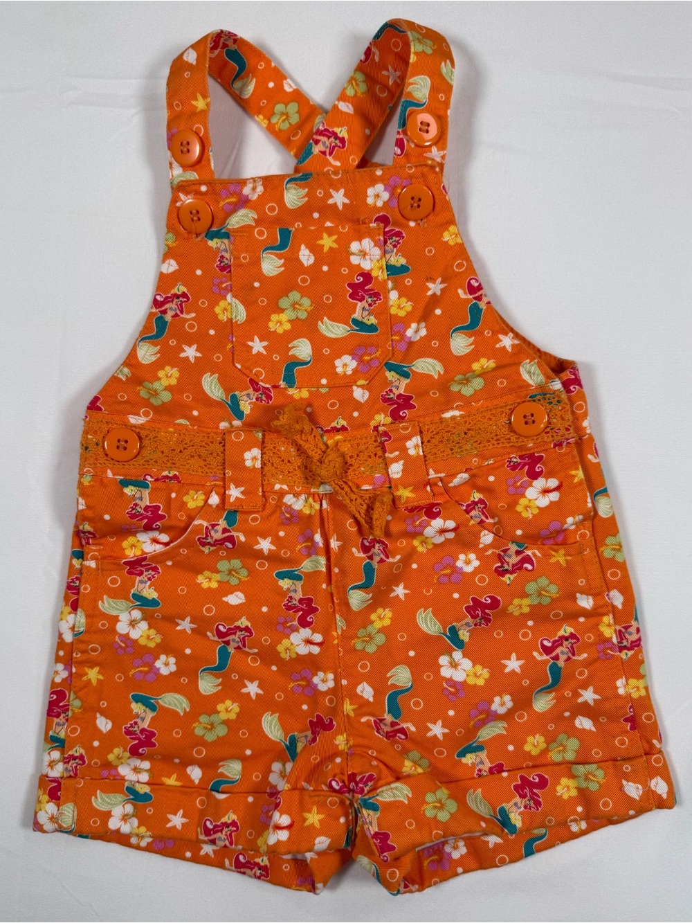 THE WONDERFUL WORLD OF DISNEY Girls Ariel Little Mermaid Overalls 12M Princess